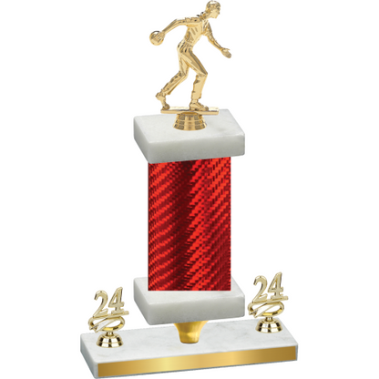 Premium Single Red Carbon Fiber Year Bowling Trophy