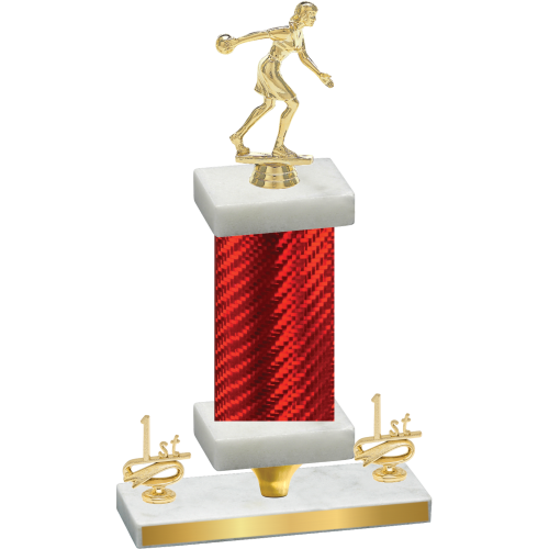 Premium Single Red Carbon Fiber First Place Bowling Trophy