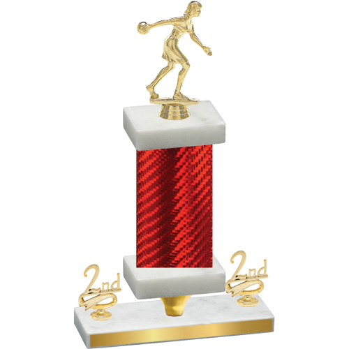 Premium Single Red Carbon Fiber Second Place Bowling Trophy