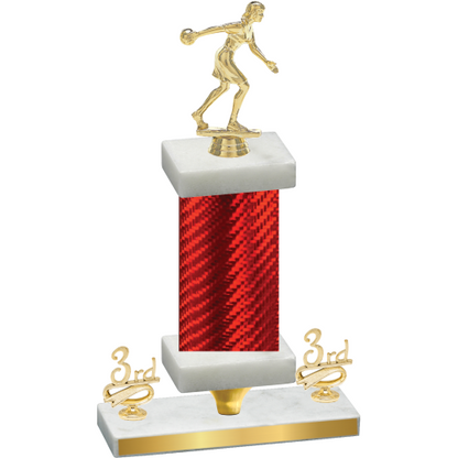 Premium Single Red Carbon Fiber Third Place Bowling Trophy