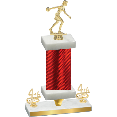 Premium Single Red Carbon Fiber Fourth Place Bowling Trophy