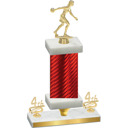 Premium Single Red Carbon Fiber Fourth Place Bowling Trophy