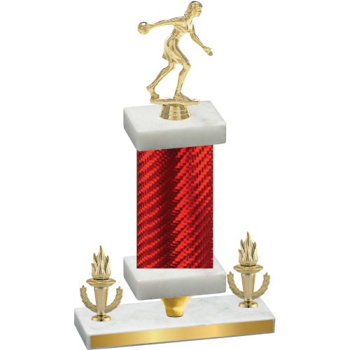 Premium Single Red Carbon Fiber Victory Bowling Trophy