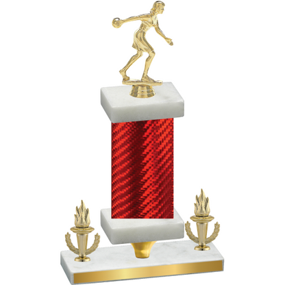 Premium Single Red Carbon Fiber Victory Bowling Trophy