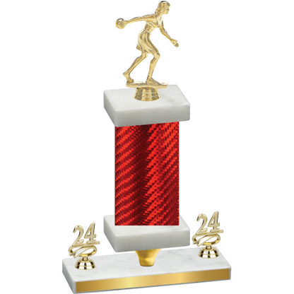 Premium Single Red Carbon Fiber Year Bowling Trophy