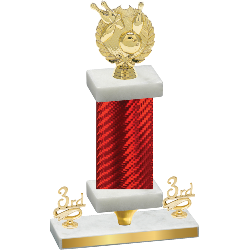 Premium Single Red Carbon Fiber Third Place Bowling Trophy