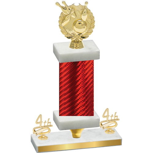 Premium Single Red Carbon Fiber Fourth Place Bowling Trophy