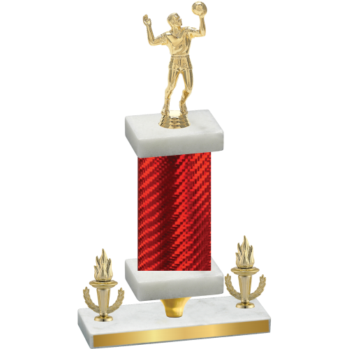 Premium Single Red Carbon Fiber Victory Volleyball Trophy