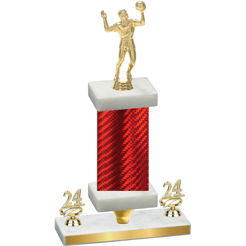 Premium Single Red Carbon Fiber Year Volleyball Trophy