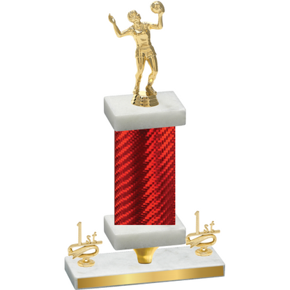 Premium Single Red Carbon Fiber First Place Volleyball Trophy