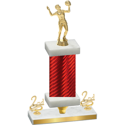 Premium Single Red Carbon Fiber Second Place Volleyball Trophy