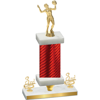 Premium Single Red Carbon Fiber Third Place Volleyball Trophy