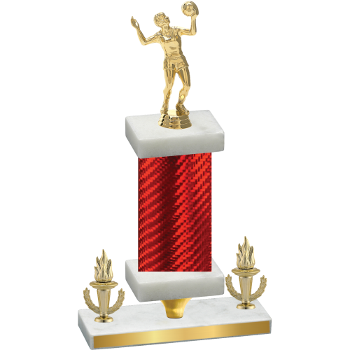 Premium Single Red Carbon Fiber Victory Volleyball Trophy