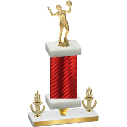 Premium Single Red Carbon Fiber Victory Volleyball Trophy