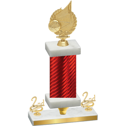 Premium Single Red Carbon Fiber Second Place Volleyball Trophy