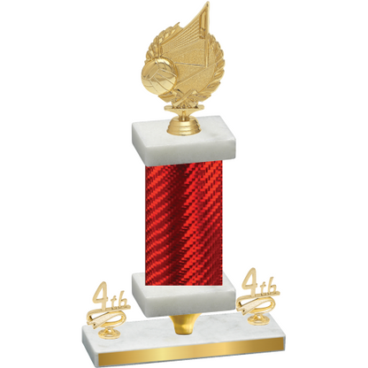 Premium Single Red Carbon Fiber Fourth Place Volleyball Trophy