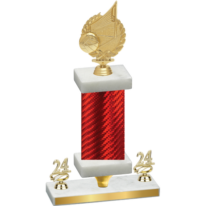 Premium Single Red Carbon Fiber Year Volleyball Trophy