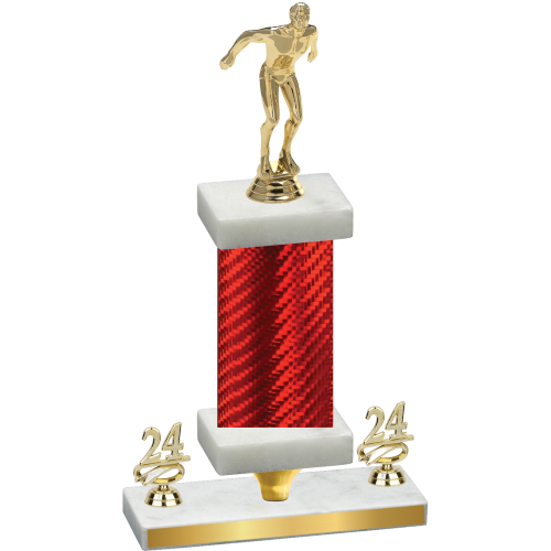 Premium Single Red Carbon Fiber Year Swimming Trophy