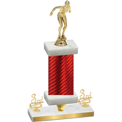 Premium Single Red Carbon Fiber Third Place Tennis Trophy