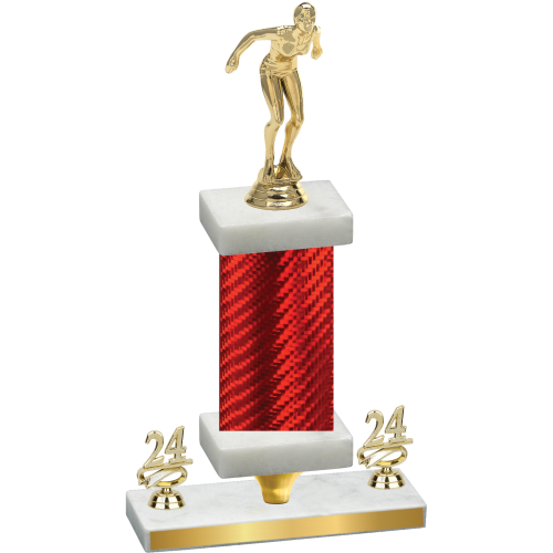 Premium Single Red Carbon Fiber Year Tennis Trophy