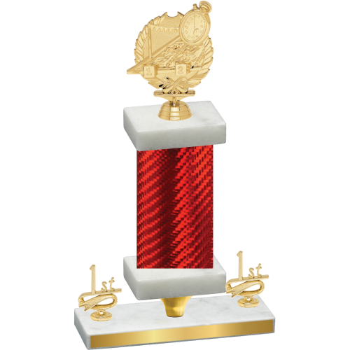 Premium Single Red Carbon Fiber First Place Swimming Trophy