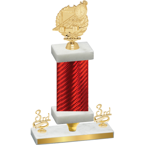 Premium Single Red Carbon Fiber Third Place Swimming Trophy