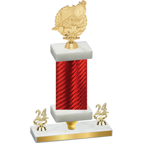 Premium Single Red Carbon Fiber Year Swimming Trophy