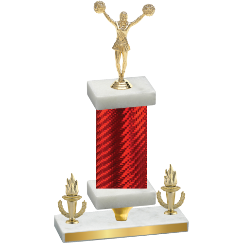 Premium Single Red Carbon Fiber Victory Cheerleading Trophy