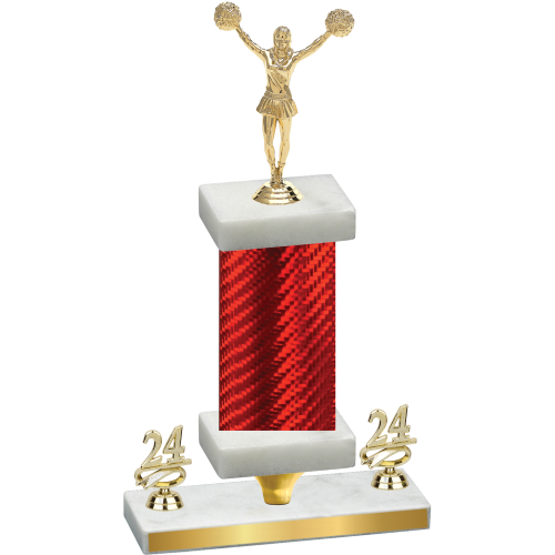 Premium Single Red Carbon Fiber Year Cheerleading Trophy