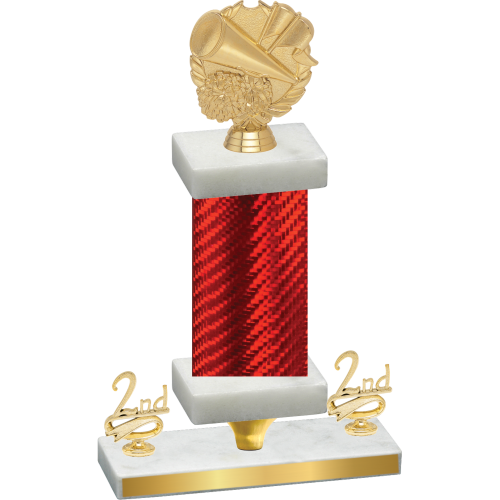 Premium Single Red Carbon Fiber Second Place Cheerleading Trophy