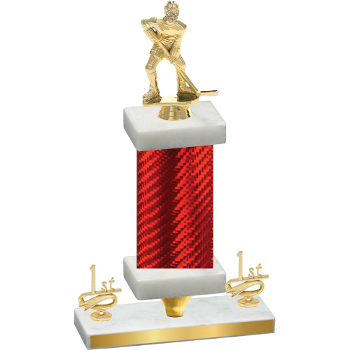 Premium Single Red Carbon Fiber First Place Hockey Trophy