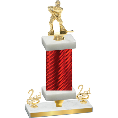 Premium Single Red Carbon Fiber Second Place Hockey Trophy