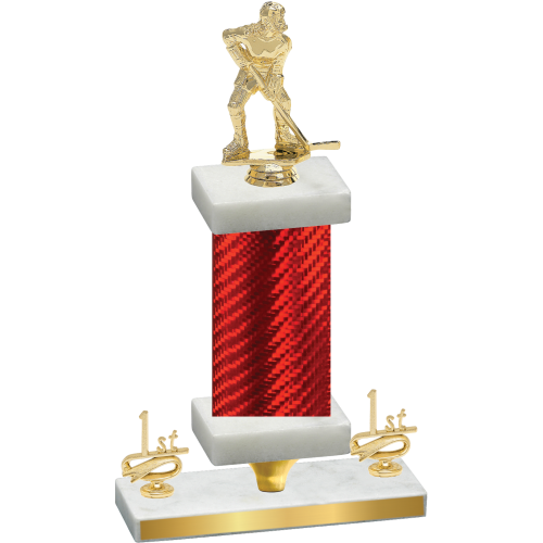 Premium Single Red Carbon Fiber First Place Hockey Trophy