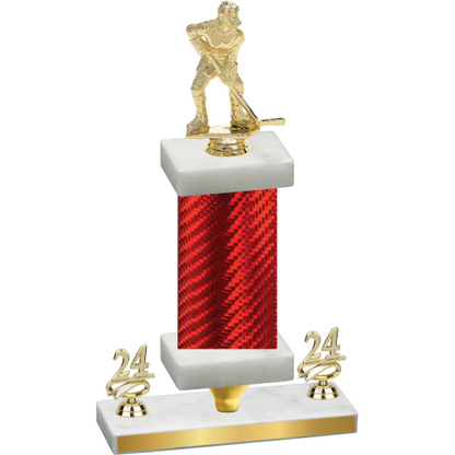 Premium Single Red Carbon Fiber Year Hockey Trophy