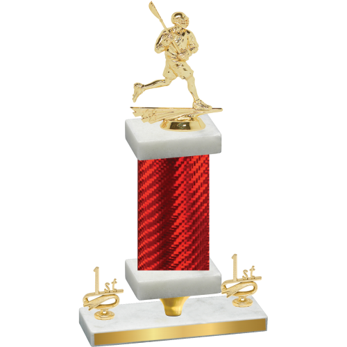 Premium Single Red Carbon Fiber First Place Lacrosse Trophy