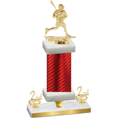 Premium Single Red Carbon Fiber Second Place Lacrosse Trophy