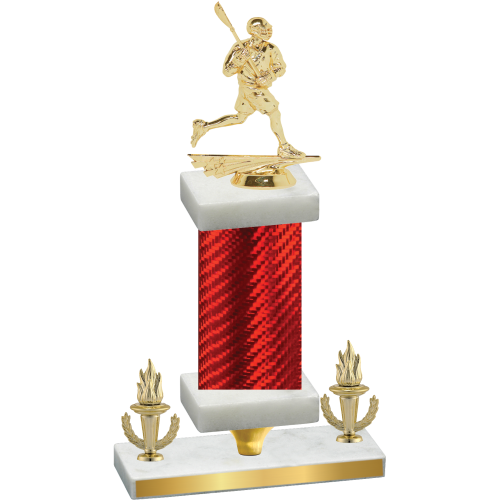 Premium Single Red Carbon Fiber Victory Lacrosse Trophy