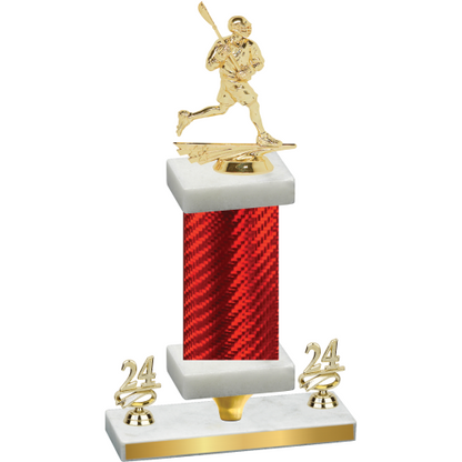 Premium Single Red Carbon Fiber Year Lacrosse Trophy