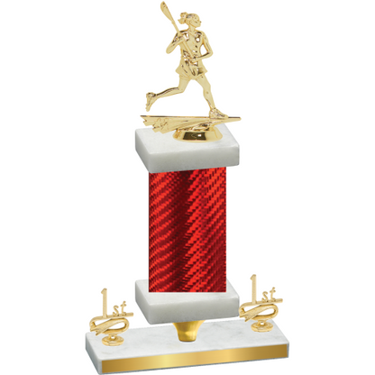 Premium Single Red Carbon Fiber First Place Lacrosse Trophy