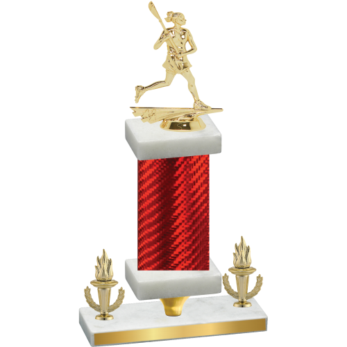 Premium Single Red Carbon Fiber Victory Lacrosse Trophy