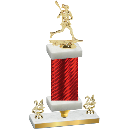 Premium Single Red Carbon Fiber Year Lacrosse Trophy