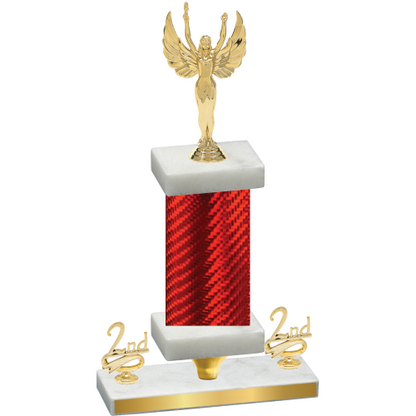 Premium Single Red Carbon Fiber Second Place Victory Trophy