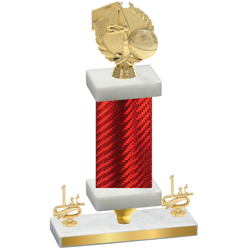 Premium Single Red Carbon Fiber First Place Basketball Trophy