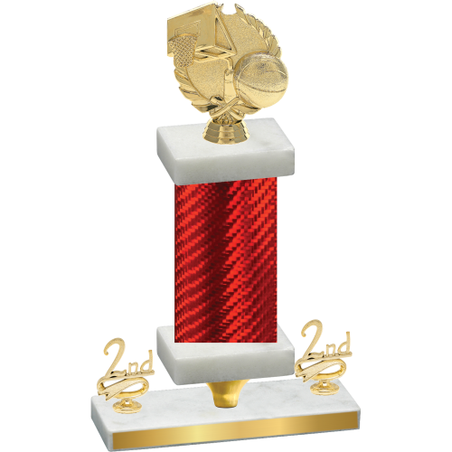 Premium Single Red Carbon Fiber Second Place Basketball Trophy