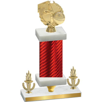 Premium Single Red Carbon Fiber Victory Basketball Trophy