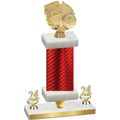 Premium Single Red Carbon Fiber Year Basketball Trophy