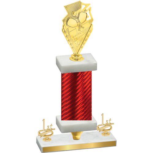 Premium Single Red Carbon Fiber First Place Pickleball Trophy