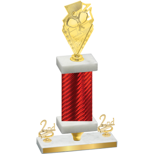 Premium Single Red Carbon Fiber Second Place Pickleball Trophy