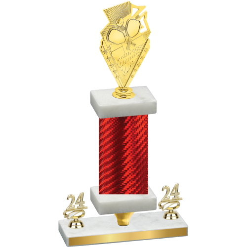 Premium Single Red Carbon Fiber Year Pickleball Trophy