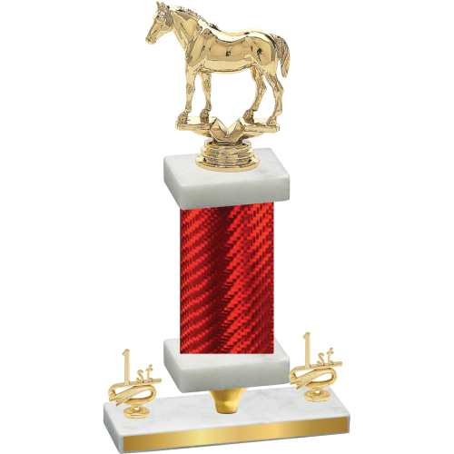 Premium Single Red Carbon Fiber First Place Horses Trophy